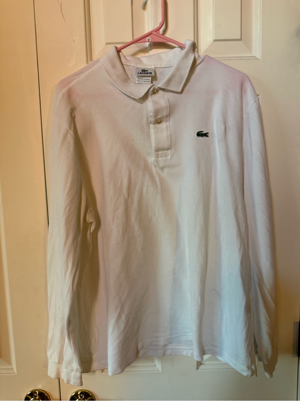 Lacoste Men's Long-Sleeve White Pique Polo Shirt xxl